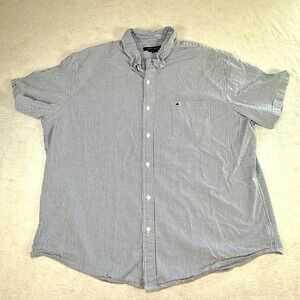 Crown & Ivy Mens Shirt Size XXL Blue Stripe Classic Fit Button Down Short Sleeve